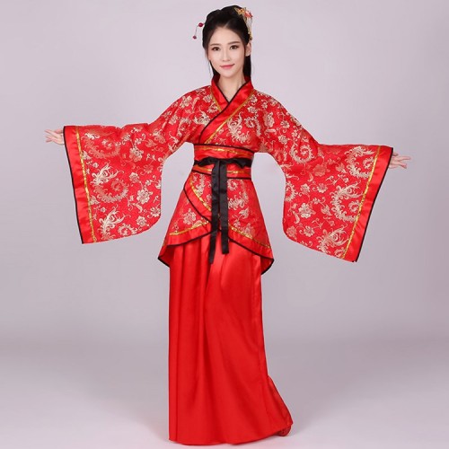 Women's Chinese folk dance costumes pink red colored  ancient traditional classical dance hanfu fairy princess drama cosplay  robes kimono dresses